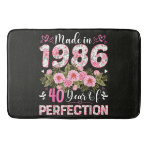 Made In 1986 40 Years Of Perfection Floral Bath Mat