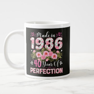 Made In 1986 40 Years Of Perfection Floral Giant Coffee Mug