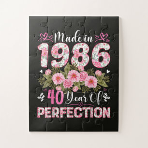 Made In 1986 40 Years Of Perfection Floral Jigsaw Puzzle