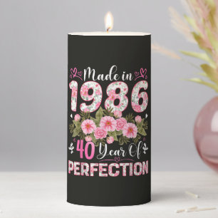 Made In 1986 40 Years Of Perfection Floral Pillar Candle