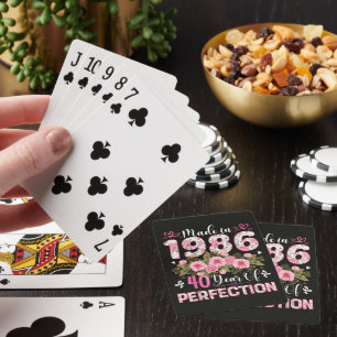 Made In 1986 40 Years Of Perfection Floral Poker Cards