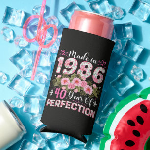 Made In 1986 40 Years Of Perfection Floral Seltzer Can Cooler