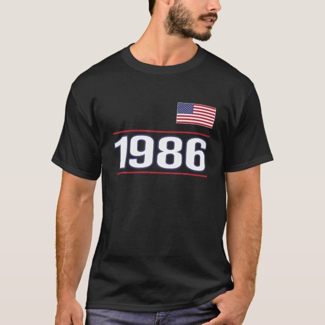 Made In 1986 Birthday American Flag Gift For Men a T-Shirt (Front)