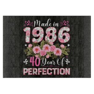 Made In 1986 Floral 40th Birthday Women Floral Cutting Board