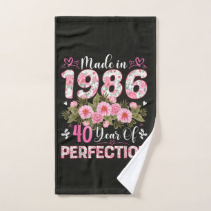 Made In 1986 Floral 40th Birthday Women Floral Hand Towel