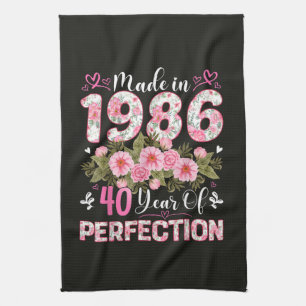 Made In 1986 Floral 40th Birthday Women Floral Kitchen Towel