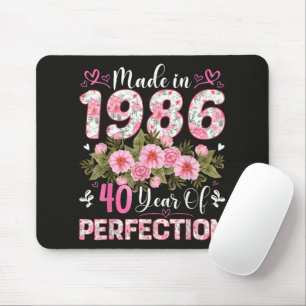 Made In 1986 Floral 40th Birthday Women Floral Mouse Pad