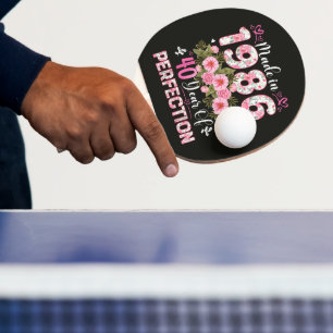 Made In 1986 Floral 40th Birthday Women Floral Ping Pong Paddle