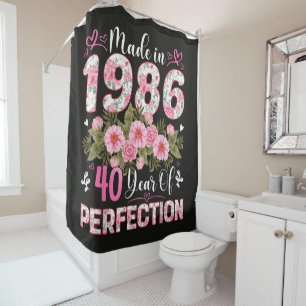 Made In 1986 Floral 40th Birthday Women Floral Shower Curtain