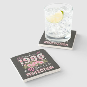 Made In 1986 Floral 40th Birthday Women Floral Stone Coaster
