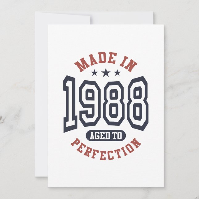 Made In 1988 Aged To Perfection Birthday Gift Invitation (Front)