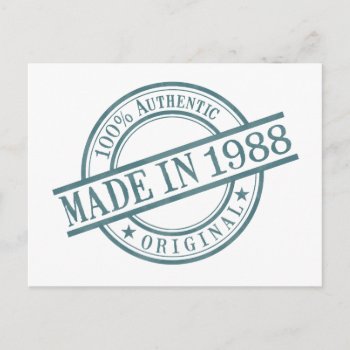 Made In 1988 Birth Year Round Rubber Stamp Logo Postcard by PNGDesign at Zazzle
