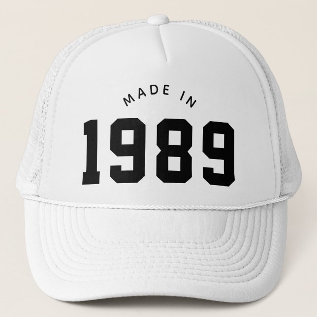 Made in 1989 Personalized Birthday Trucker Hat (Front)