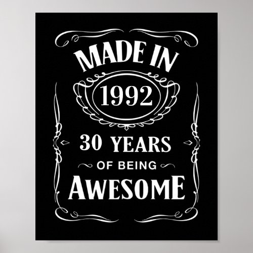 Made in 1992 30 years of being awesome 2022 bday poster