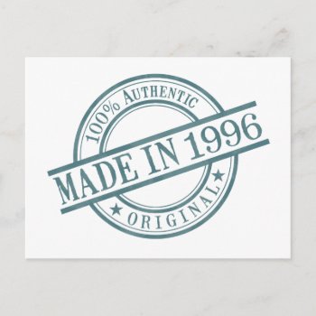 Made In 1996 Birth Year Round Rubber Stamp Logo Postcard by PNGDesign at Zazzle