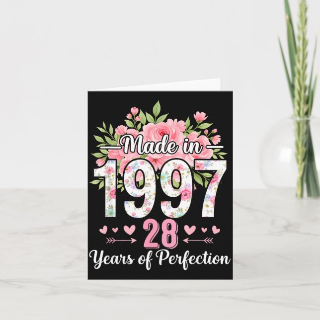 Made In 1997 Floral 28th Birthday Women 28 Years O Card (Front)