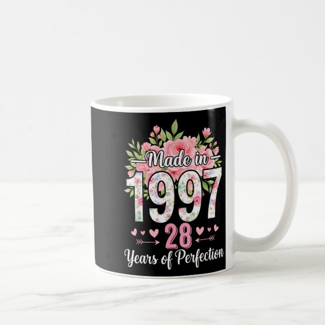 Made In 1997 Floral 28th Birthday Women 28 Years O Coffee Mug (Right)