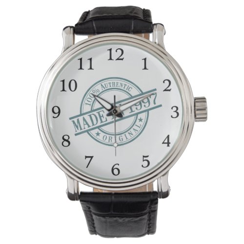 Made in 1997 Round Rubber Stamp Logo Birth Year Watch