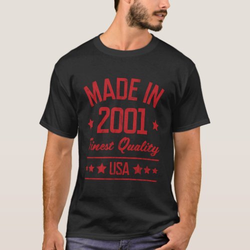 Made In 2001 Usa Finest Red Print T_Shirt