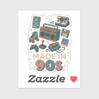 Made In 90s Retro Technology Nostalgia Birthday Sticker