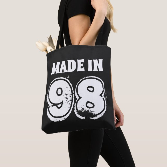 Made in '98 Typography Birthday Tote Bag (Close Up)