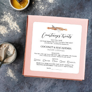 Made In A Home Kitchen Ingredients Watercolor Art Square Sticker