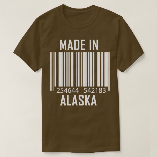 Made In Alaska Barcode Funny  T-Shirt (Design Front)