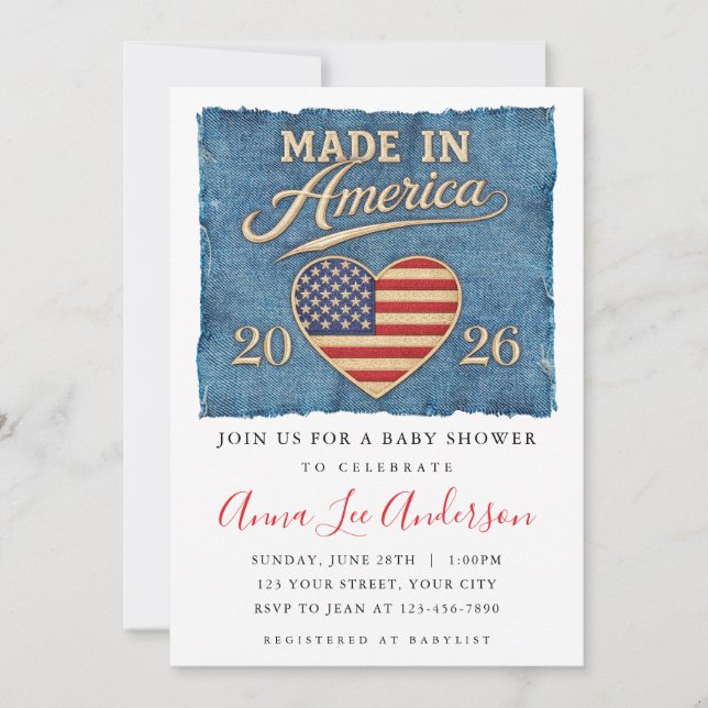 Made In America Baby Shower Invitation (Front)