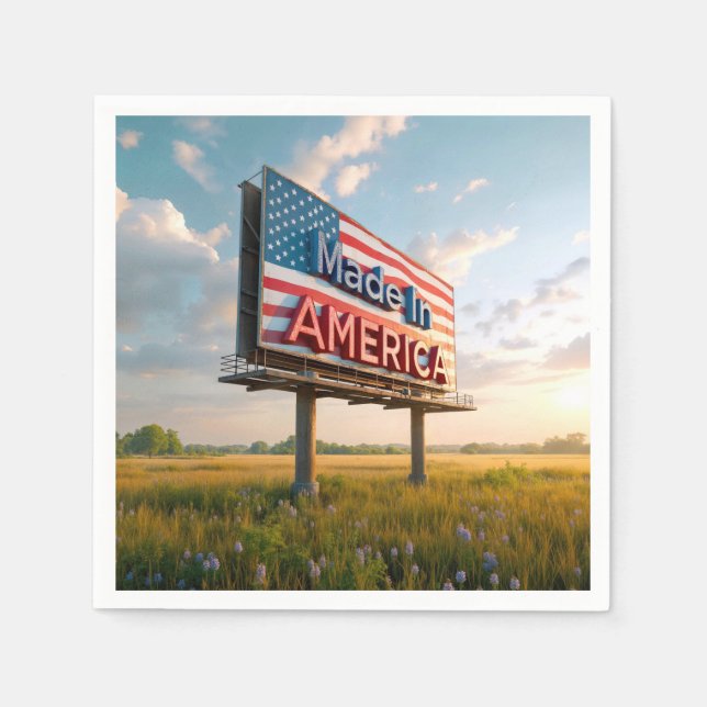 Made In America Billboard In a Country Field Napkins (Front)