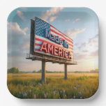 Made In America Billboard In a Country Field Paper Plates