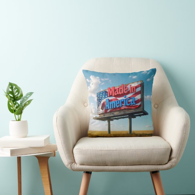 Made In America Billboard Throw Pillow (Chair)