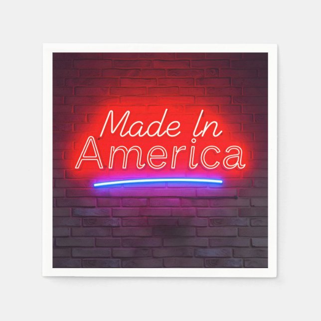 Made In America Neon Sign On Brick Napkins (Front)