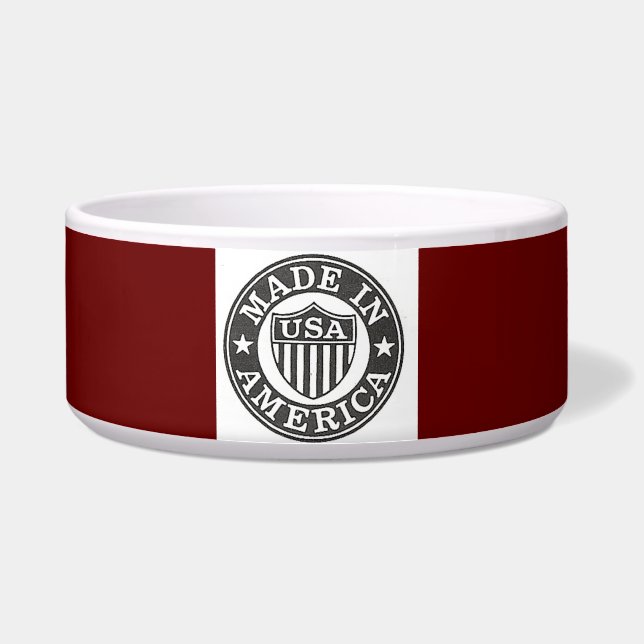 Made in America Red Background Pet Bowl (Front)