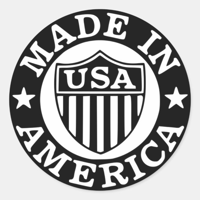 Made In America Round Sticker Label Sheets (Front)