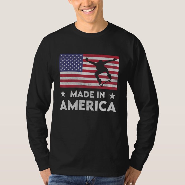 Made In America Usa National Flag Skateboard Men W T-Shirt (Front)