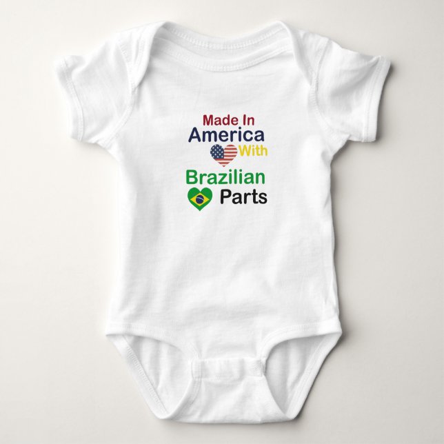 Made In America With Brazilian Parts,baby Gift  Baby Bodysuit (Front)