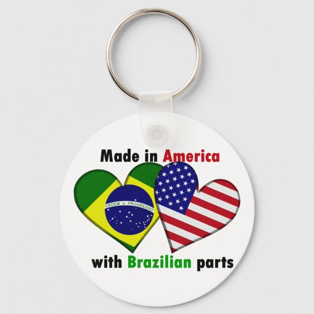 made in america with brazilin parts keychain (Front)