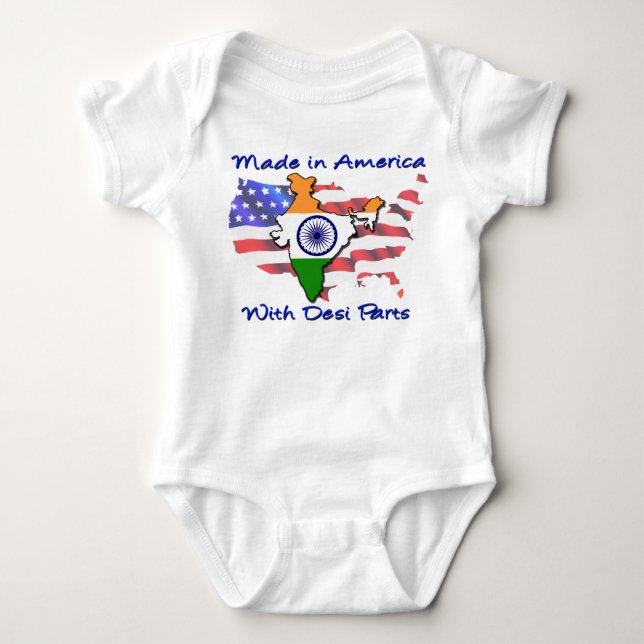 Made in America with Desi Parts Baby Bodysuit (Front)