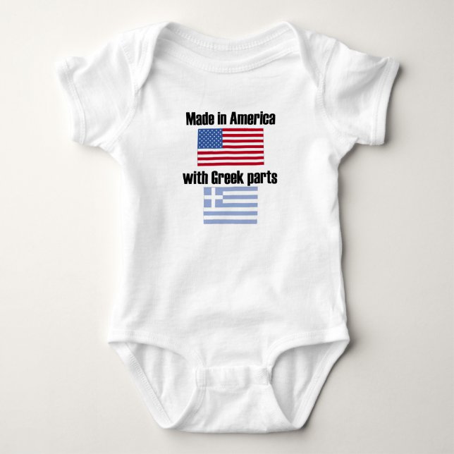 Made In America With Greek Parts Baby Bodysuit (Front)