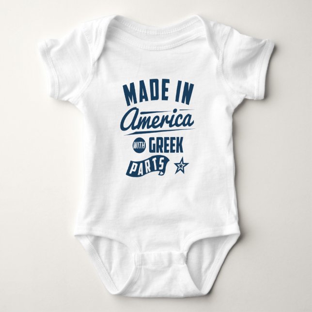 Made In America With Greek Parts Baby Bodysuit (Front)