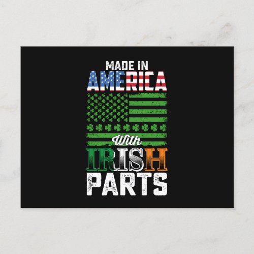 Made in America with Irish Parts St Patricks Day Postcard