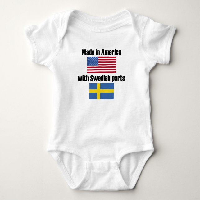 Made In America With Swedish Parts Baby Bodysuit (Front)
