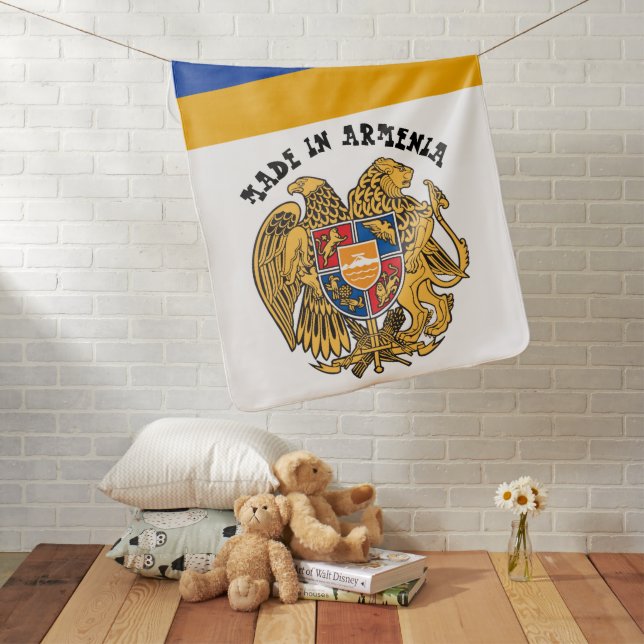 Made in Armenia & Armenian Flag Birth / snuggle Baby Blanket (In Situ)