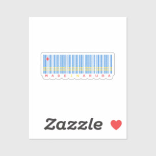 Made in Aruba Barcode Flag Sticker