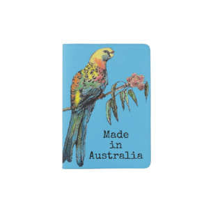 Made in Australia Australian Rosella Bird Gum Tree Passport Holder
