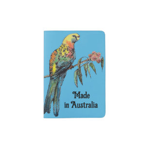 Made in Australia Blue Australian Rosella Gum Tree Passport Holder