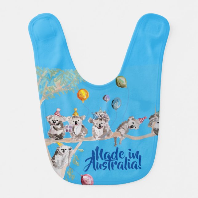 Made In Australia Koala Cute Baby Birthday Bib (Front)