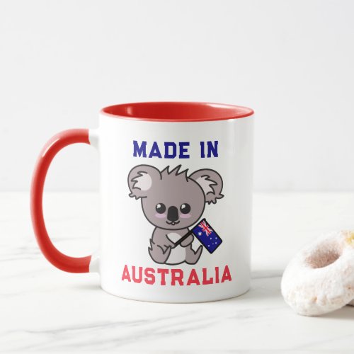 Made In Australia Koala Holding Australian Flag Mug