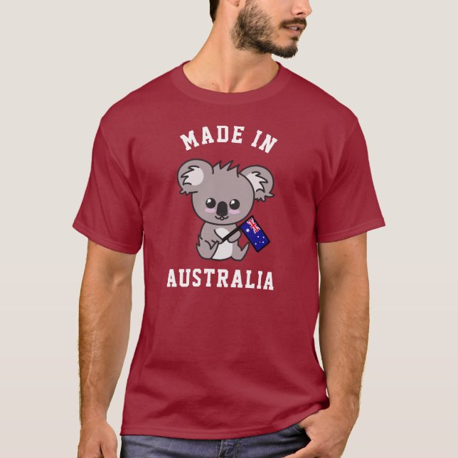 Made In Australia: Koala Holding Australian Flag T T-Shirt (Front)