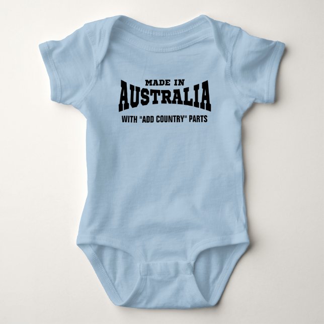 Made In Australia With "add country" Parts Custom Baby Bodysuit (Front)